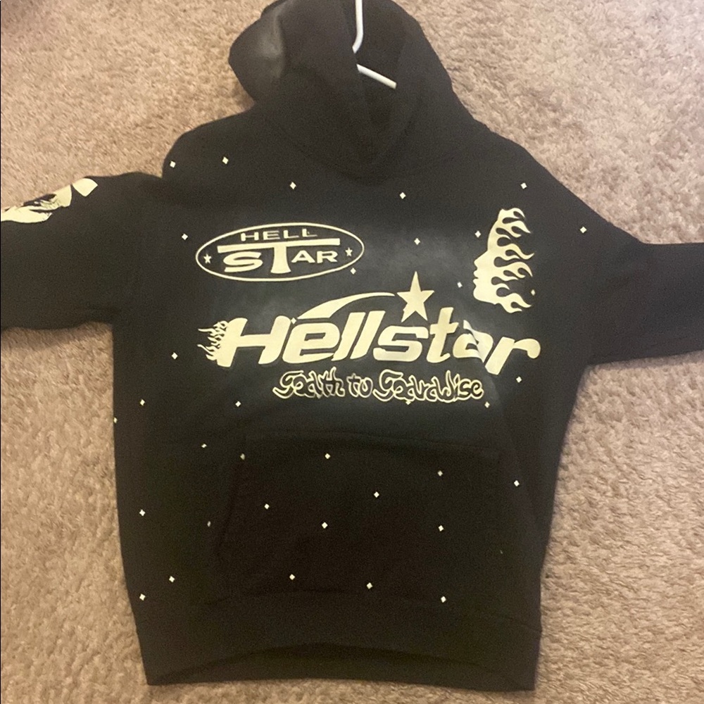 Hellstar Black Hoodie with Graphic Print